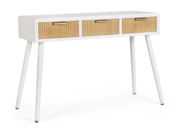 Consolle 3 cassetti Charley colore bianco - naturale 110X40X78H