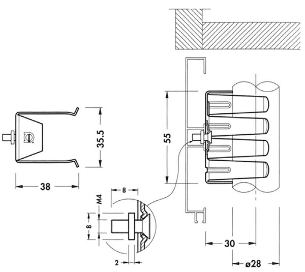 Gancio in ferro zincato mm.55x35,5 per piedino - immagine 2