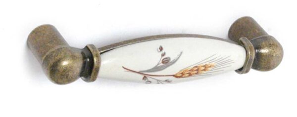 Maniglia in ceramica 96mm Avorio con decoro