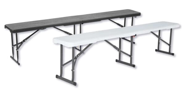 Panca birreria pieghevole in acciaio e resina