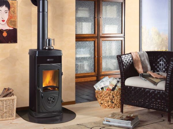 Stufa a legna Super Junior Nera 5,0kw - cm.36x42x77H - immagine 2