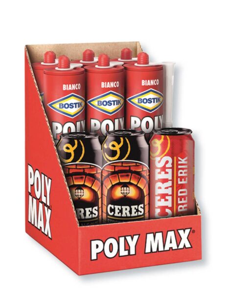 Espositore bostik polymax original cartuccia 425gr+ 3 birre ceres