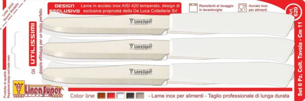 Coltelli da tavola seghettati 6 pz colori assortiti - immagine 5