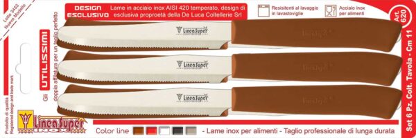 Coltelli da tavola seghettati 6 pz colori assortiti - immagine 4