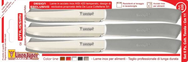 Coltelli da tavola seghettati 6 pz colori assortiti - immagine 2