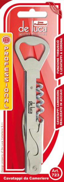 Levatappi tirabuscio in acciaio INOX Linea Professional
