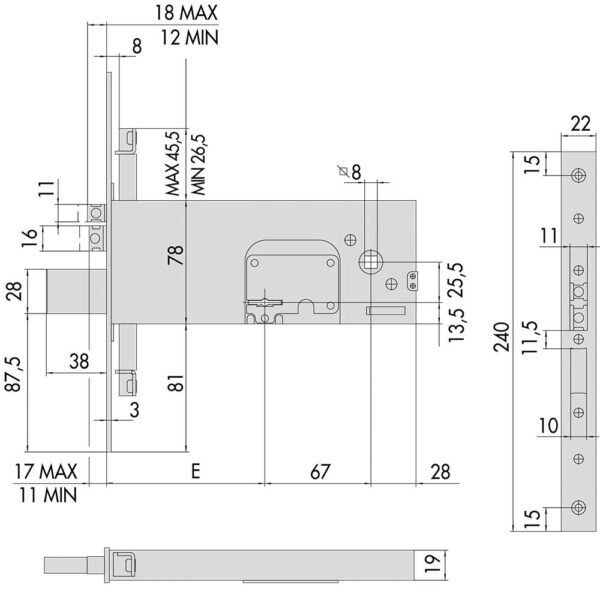 Serratura da Infilare Doppia Mappa E.90 - immagine 2