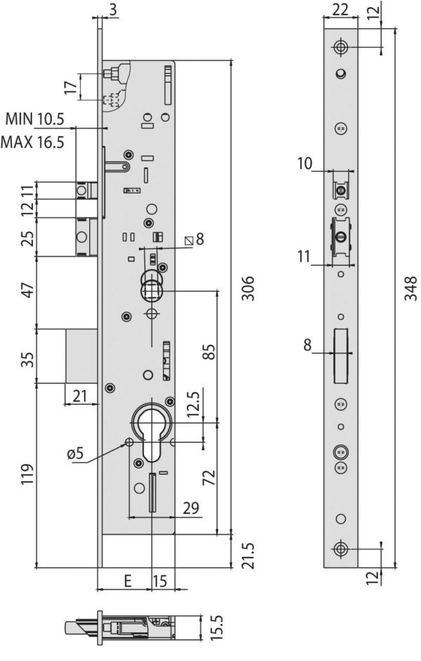 Serratura Elettrica 12V da Infilare per alluminio '19225' - immagine 2
