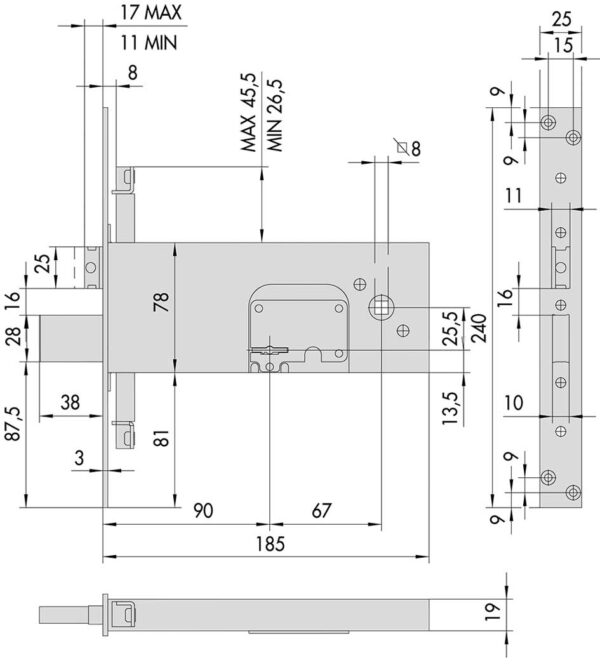 Serratura da Infilare a Doppia Mappa E.90 - immagine 2