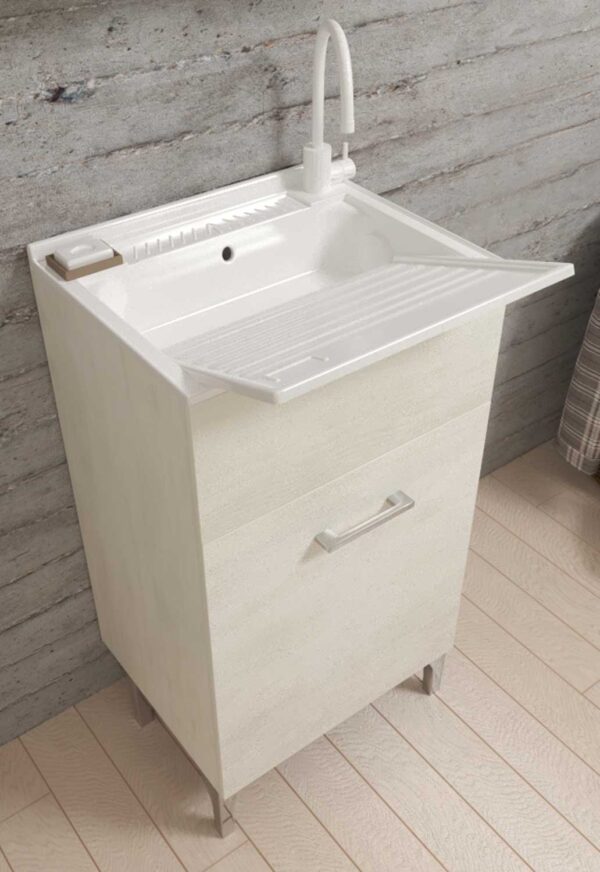 Mobile lavatoio cm.45x50x83H rovere bianco - immagine 2