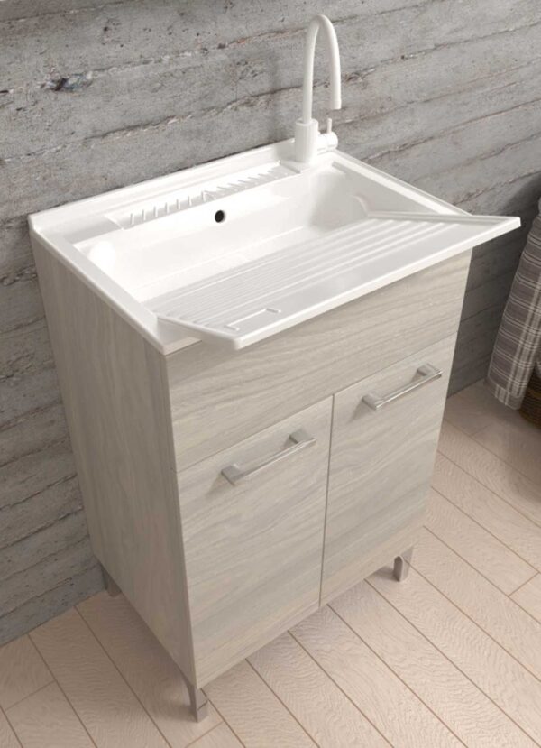Mobile lavatoio cm.50x50x83H rovere grigio - immagine 2