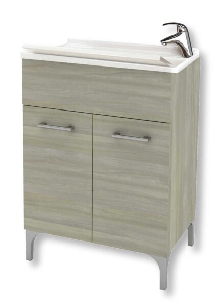 Mobile lavatoio cm.60x50x83H rovere grigio