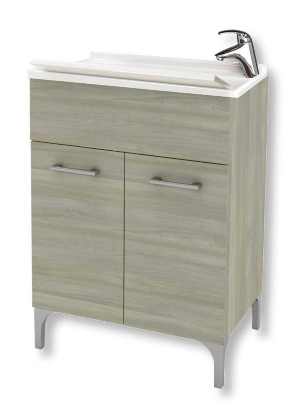 Mobile lavatoio cm.60x50x83H rovere grigio
