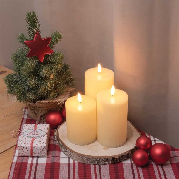 Set 3 candele a coste fiamma led 3D