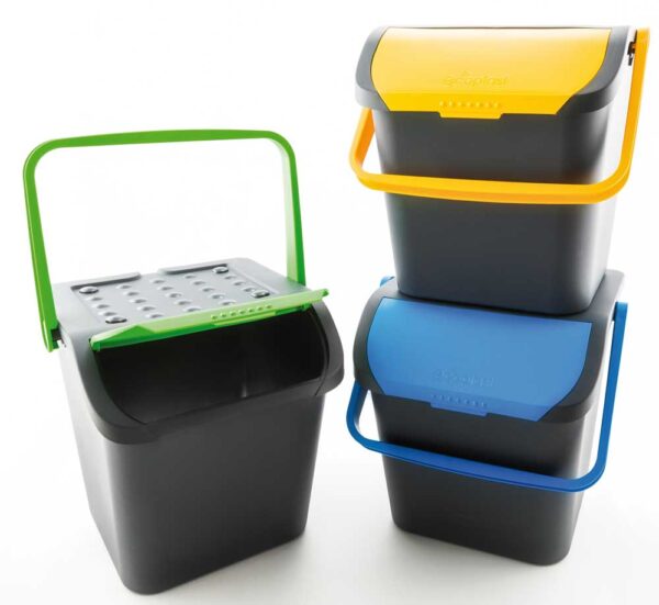 Tris Pattumiere Ecologic lt.28 per raccolta differenziata