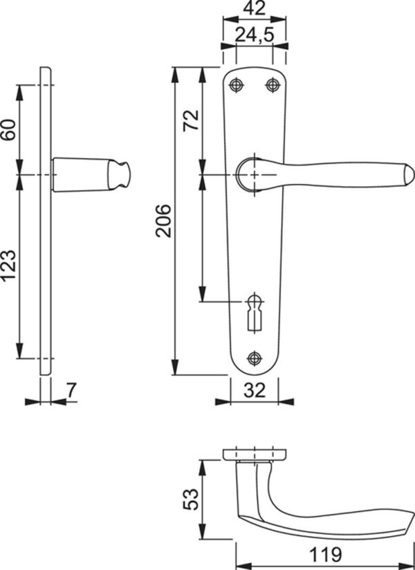 Maniglia Milano Foro Chiave Patent Hoppe - immagine 2