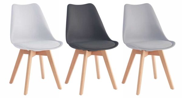 Sedia Nordik Wood in Polipropilene con cuscino