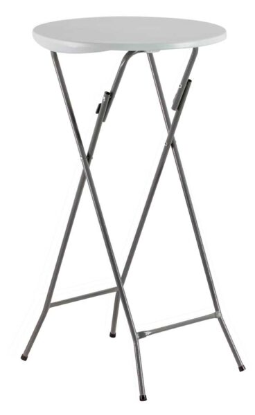 Tavolo bar alto acciaio e resina bianco