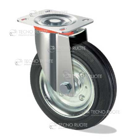 Ruota in Gomma su Piastra Girevole