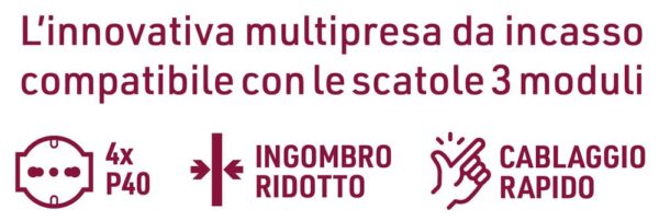 Multipresa da incasso Quadra 4 Prese P40 - immagine 2