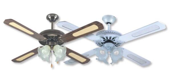 Ventilatore a Soffitto con luce 4 Pale in Legno 65W