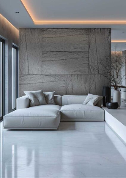 Pannello Murale in PU Effetto Pietra 3D cm.120x60x3 Fonoassorbente