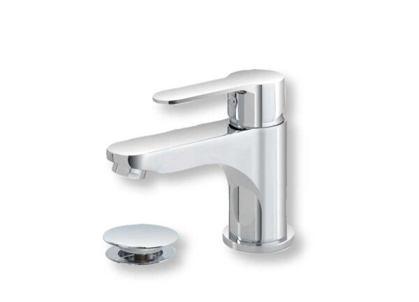 Miscelatore Lavabo Tris, cartuccia da 35, con basetta e flessibili