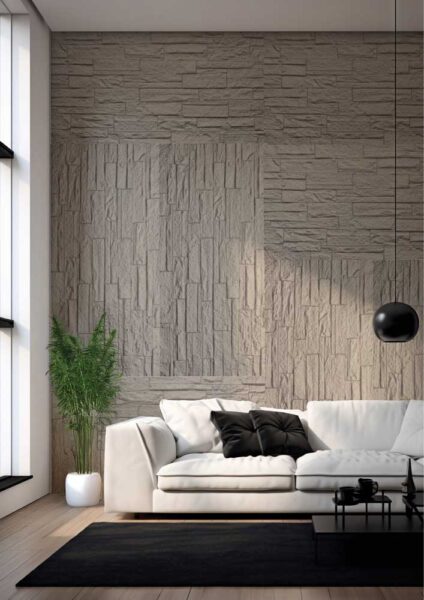 Pannello Murale in PU Effetto Pietra 3D cm.120x60x2,5 Fonoassorbente