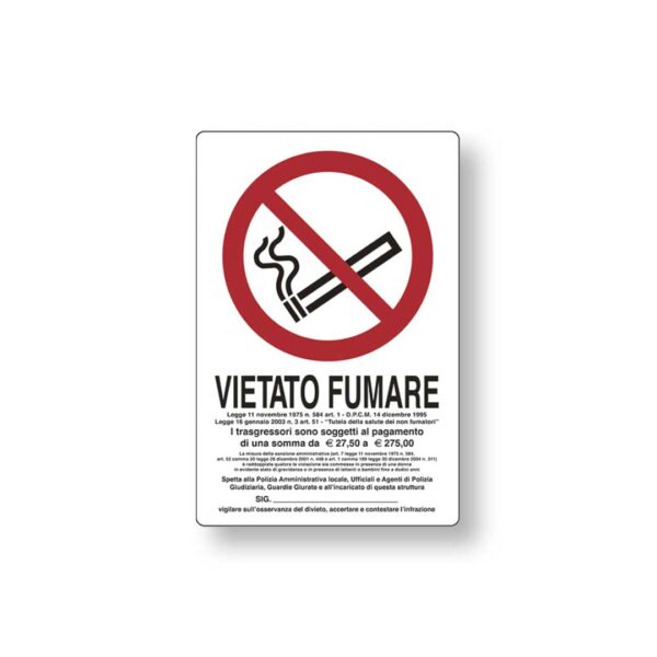 Targa 20x30 Vietato Fumare (Busta 10pz)