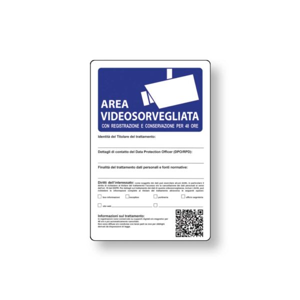 Targa 20x30 Area Videosorvegliata con registrazione (Busta 10pz)