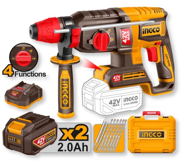 Tassellatore/Demolitore a Batteria 42V c/2 Bat.2.0ah+caric.+valigetta