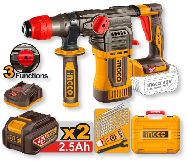 Tassellatore/Demolitore a Batteria 42V c/2 Bat.2.5ah+caric.+valigetta