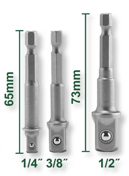 Set 3 Adattatori per Bussole da 1/4-3/8-1/2P.