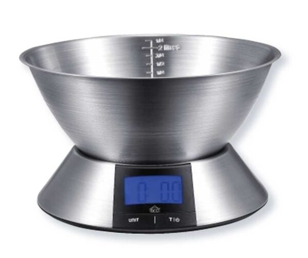 Bilancia Cucina Digitale Max 5Kg INOX con Ciotola