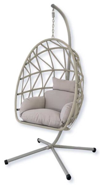 Dondolo poltrona pensile pieghevole nastro rattan