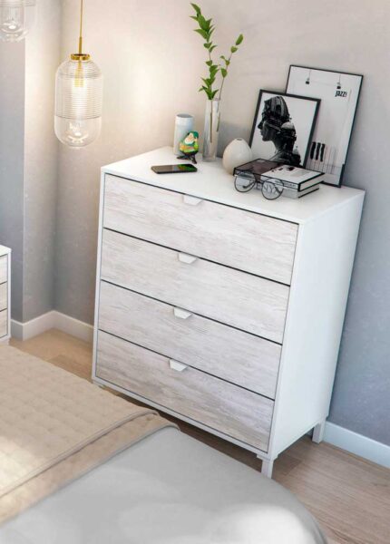 Cassettiera Como Soho Bianco Artik - Bianco Velho 78x40x94h