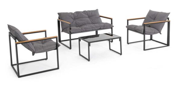 Salotto Ilda in Acciaio Set 4 Pezzi Antracite