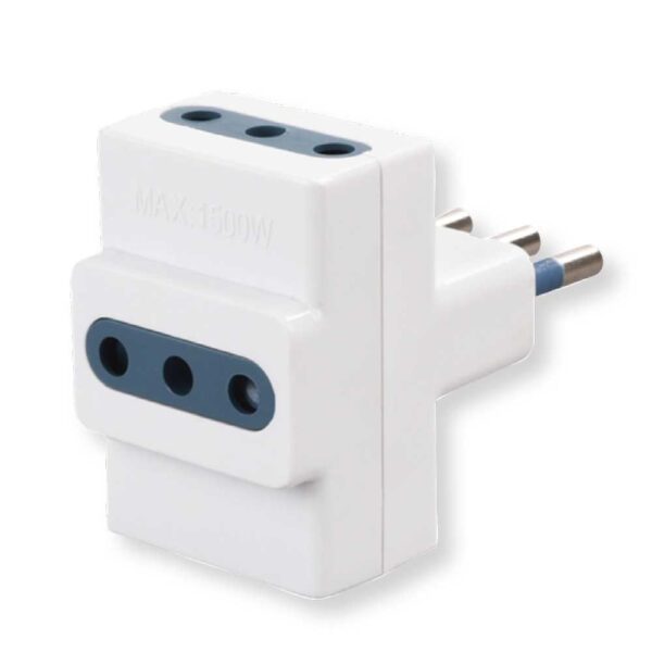Adattatore Spina 10A 2P+T, 3 Presa 10A 2P+T