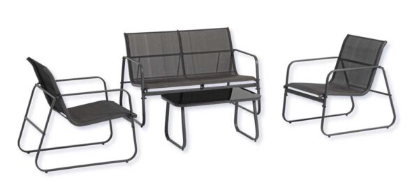 Salotto Gonzalo in Acciaio Set 4 Pezzi Antracite