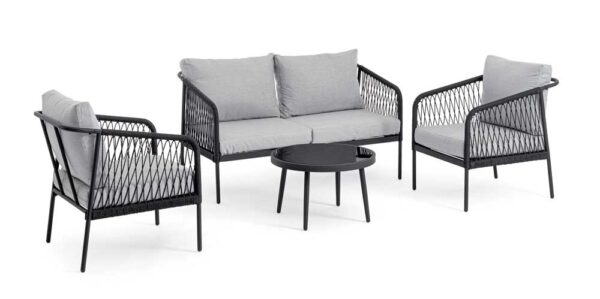 Salotto Felipe in Alluminio Set 4 Pezzi Grigio