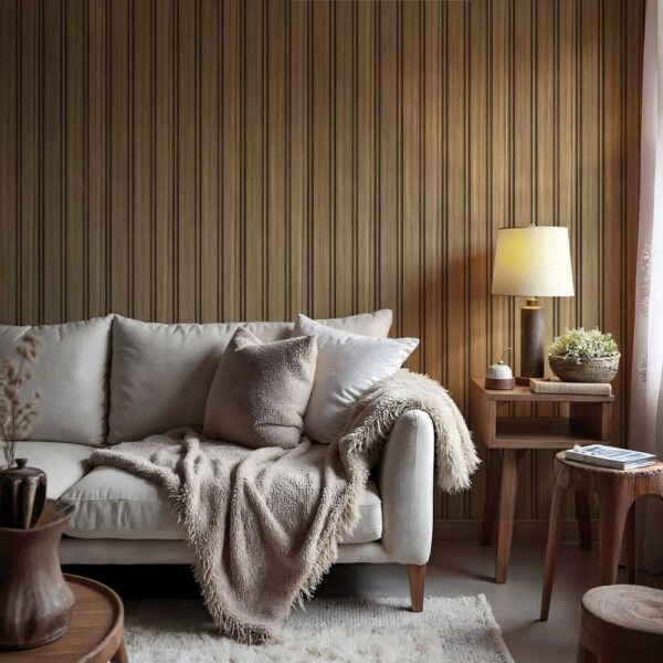 Pannello Murale Opera in PVC Doghe Legno cm.280x30x1
