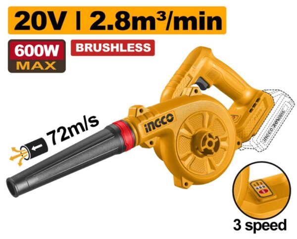 Soffiatore a Batteria 20V BL Motor Nudo 3 Velocit&agrave;
