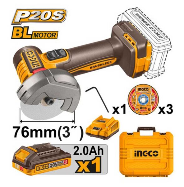Mini Smerigliatrice 76MM 20V 1Bat 2Ah+Valigetta