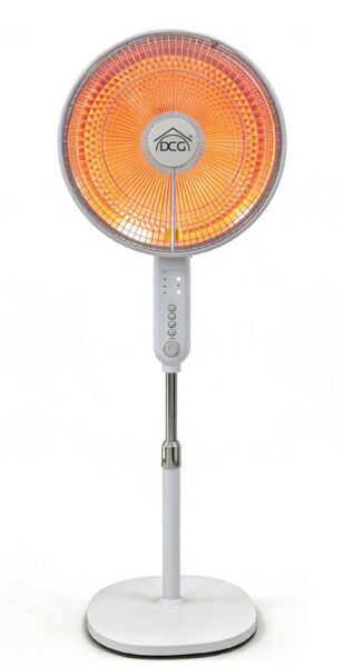 Stufa oscillante carbonio parabola piantana 900w timer e telecomando